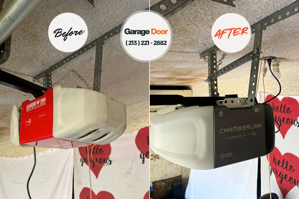 Before and after: garage door repair Hanceville, AL
